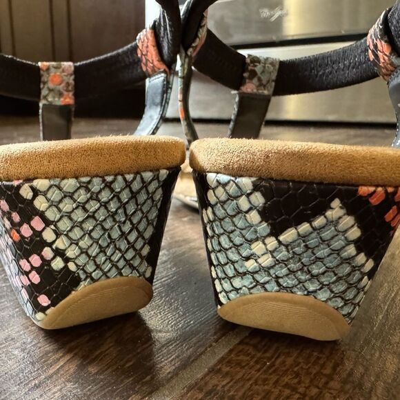 Alfani Vacanzaa Step N Flex Snakeskin Wedge Sandals Black Multi 10M NWOT - Picture 5 of 14